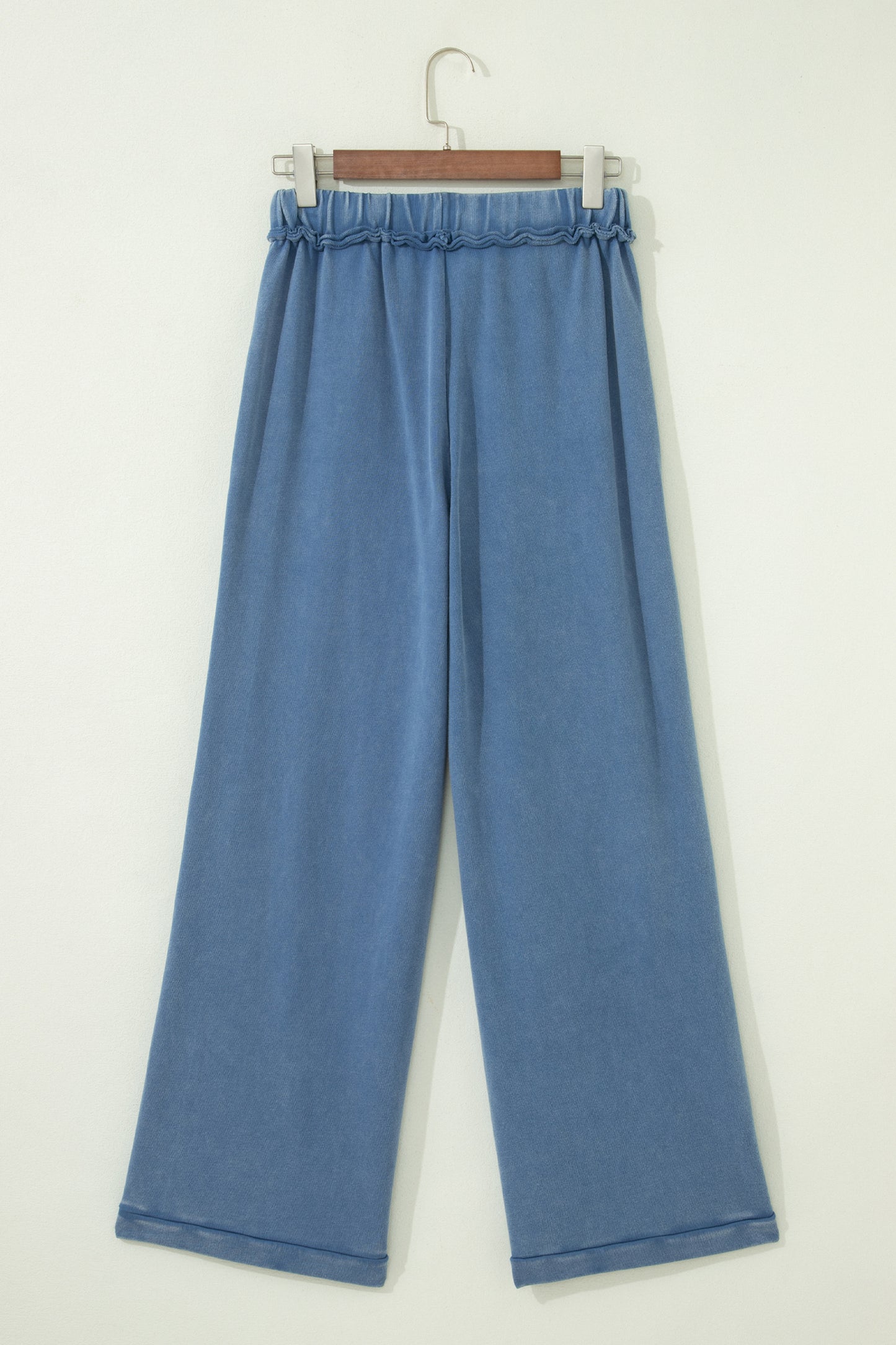Smoke Gray Mineral Wash Drawstring Retro High Waist Wide Leg Western Pants