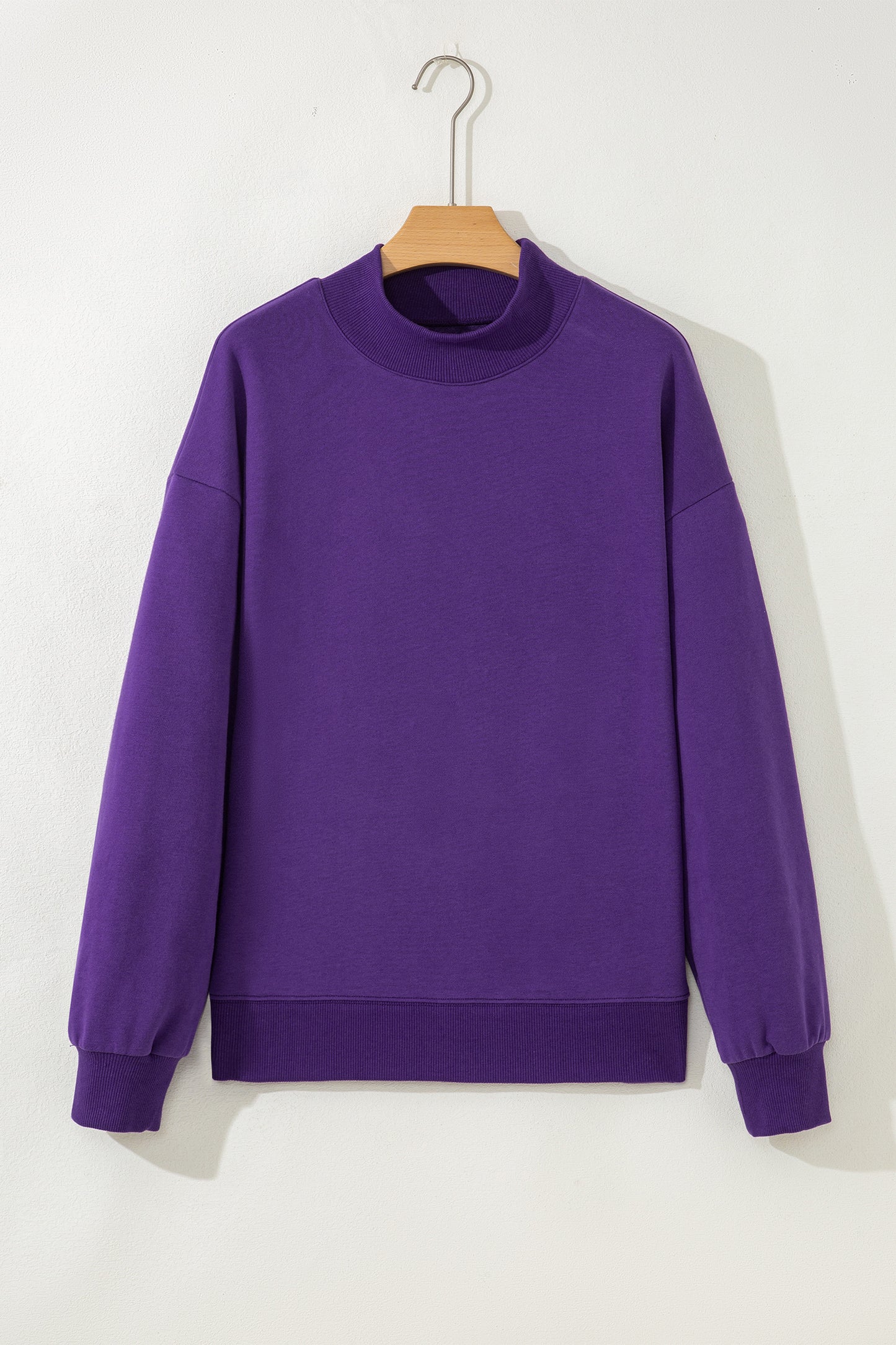 Gray Solid Color Oversized Mock Neck Sweatshirt