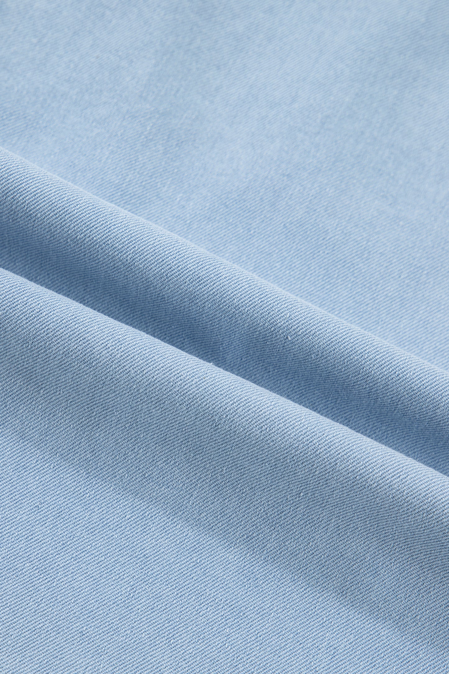 Sail Blue Ruffled Edge Collared Shift Denim Dress with Pockets