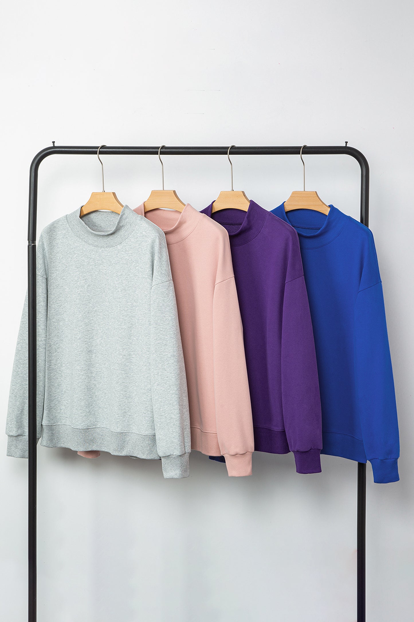 Gray Solid Color Oversized Mock Neck Sweatshirt