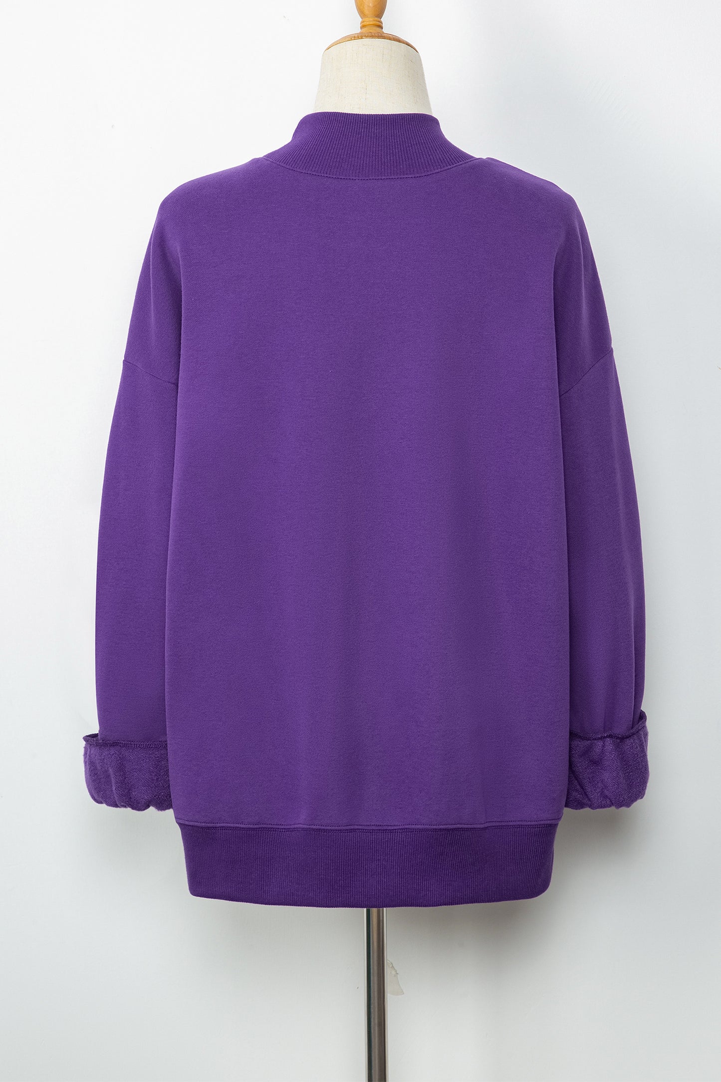 Gray Solid Color Oversized Mock Neck Sweatshirt