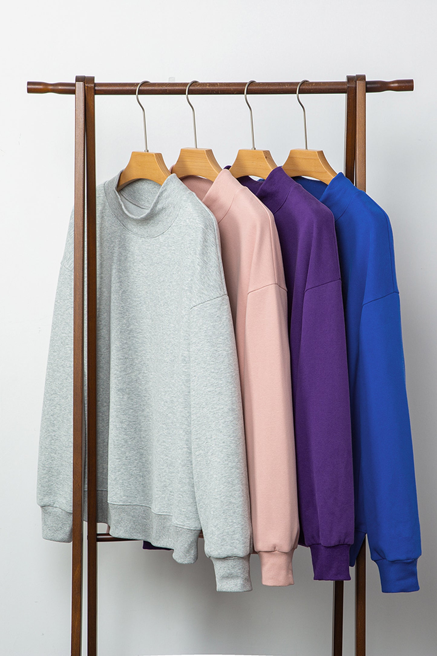 Gray Solid Color Oversized Mock Neck Sweatshirt