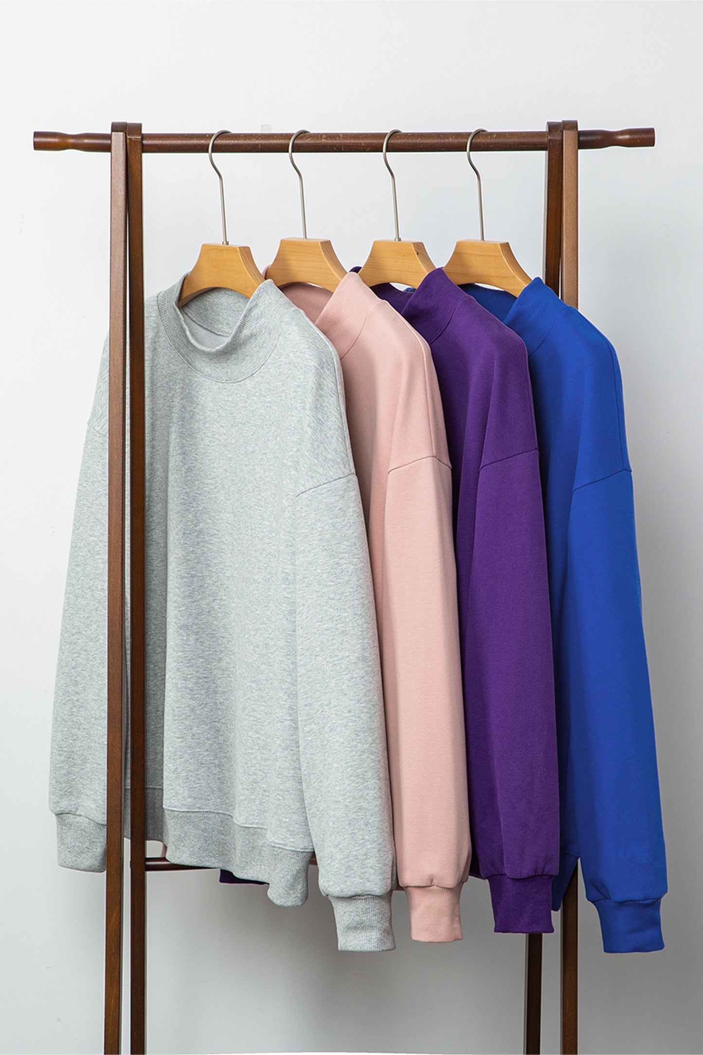 Gray Solid Color Oversized Mock Neck Sweatshirt