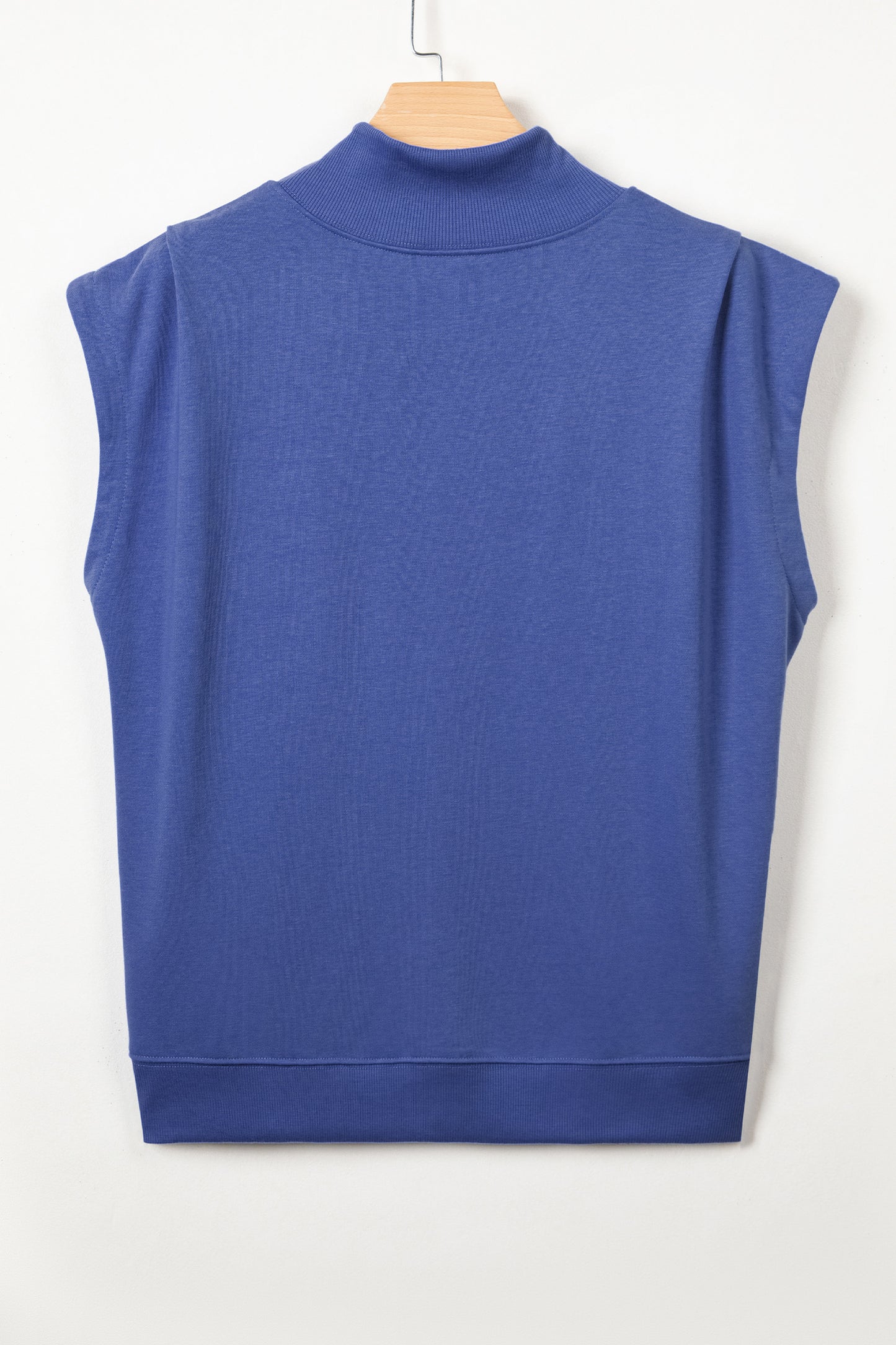 Light Grey Solid Color High Neck Cap Sleeve Loose Top