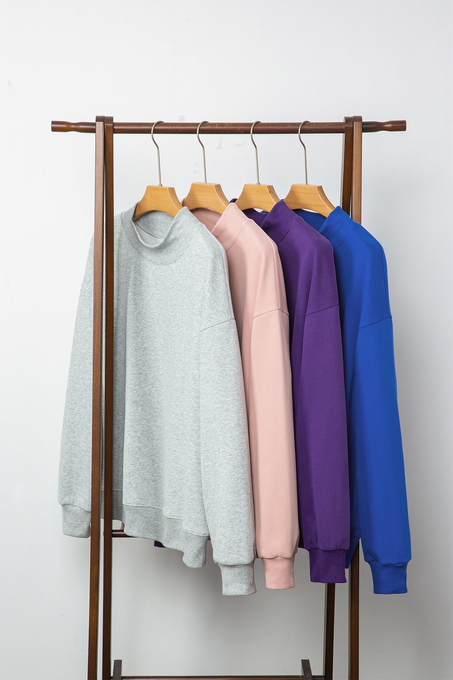 Gray Solid Color Oversized Mock Neck Sweatshirt