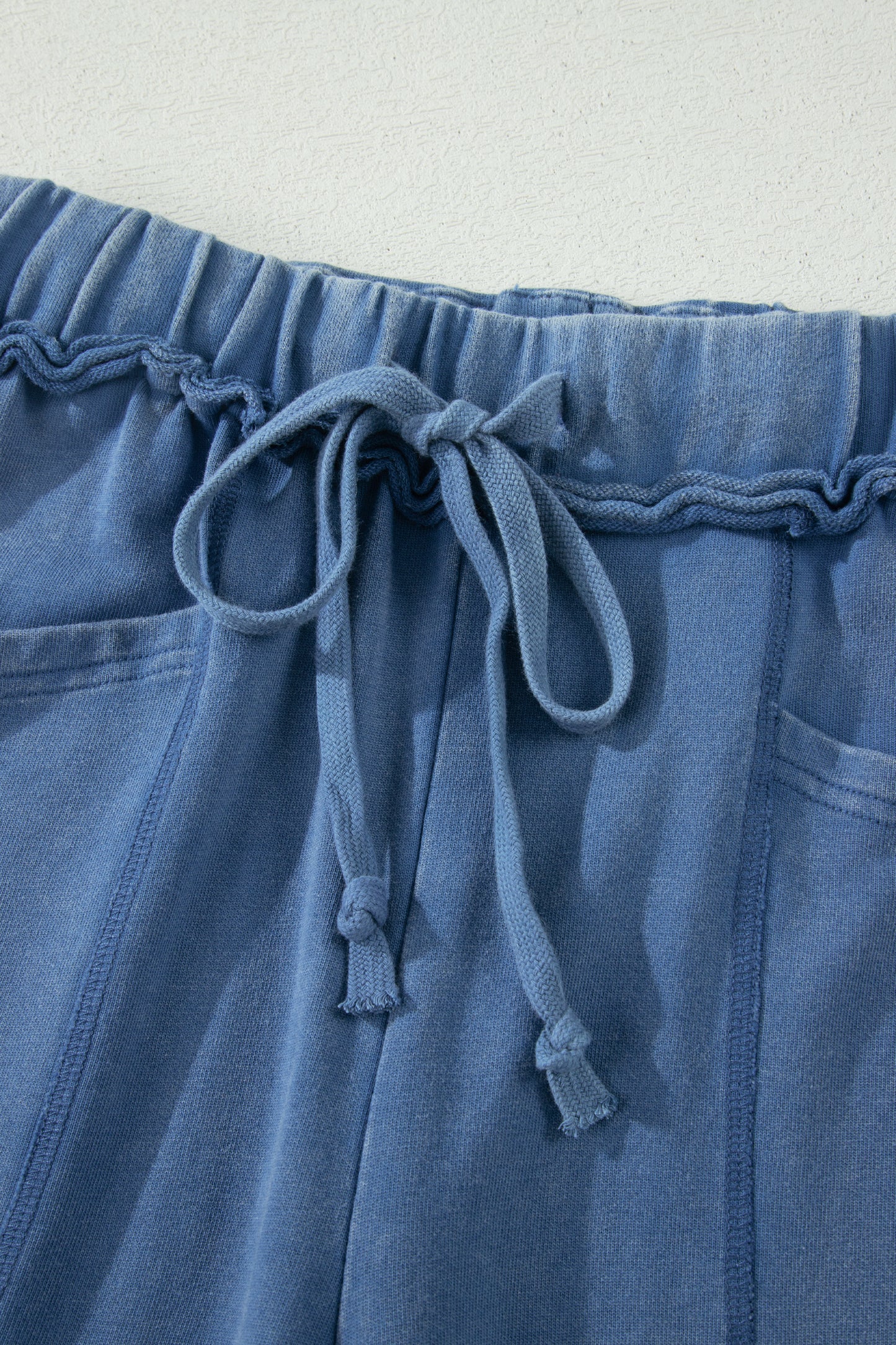Smoke Gray Mineral Wash Drawstring Retro High Waist Wide Leg Western Pants